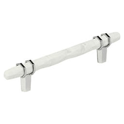 5-1/16" Carrione Cabinet Pull, Marble White/Polished Chrome Main - Image