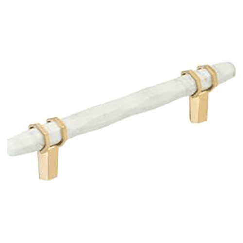 5-1/16" Carrione Cabinet Pull, Marble White/Champagne Bronze Main - Image