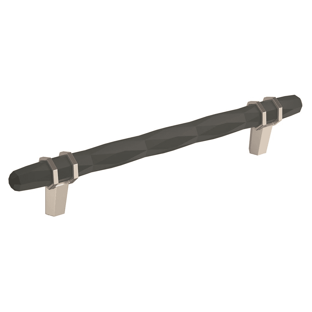 6-5/16" Carrione&trade; Bar Pull in Black Bronze/Satin Nickel finish on white background