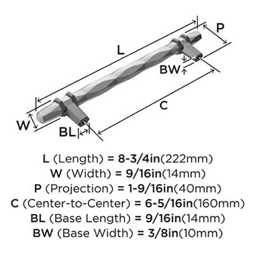 6-5/16" London Cabinet Pull, Satin Nickel/Black Chrome Alt 3 - Image
