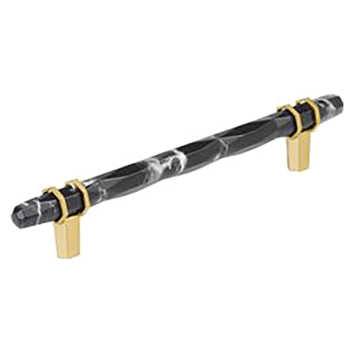 6-5/16" Carrione Cabinet Pull, Marble Black/Champagne Bronze Main - Image