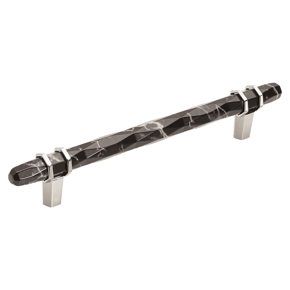 6-5/16" Carrione&trade; Bar Pull with Marble Black/Polished Nickel Finish by Amerock