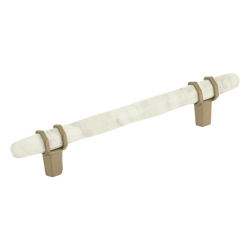 6-5/16" Carrione Bar Pull in Marble White/Golden Champagne