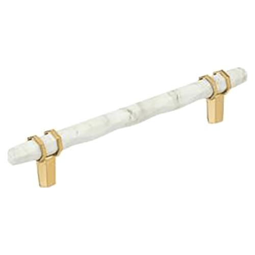 6-5/16" Carrione Cabinet Pull, Marble White/Champagne Bronze Main - Image