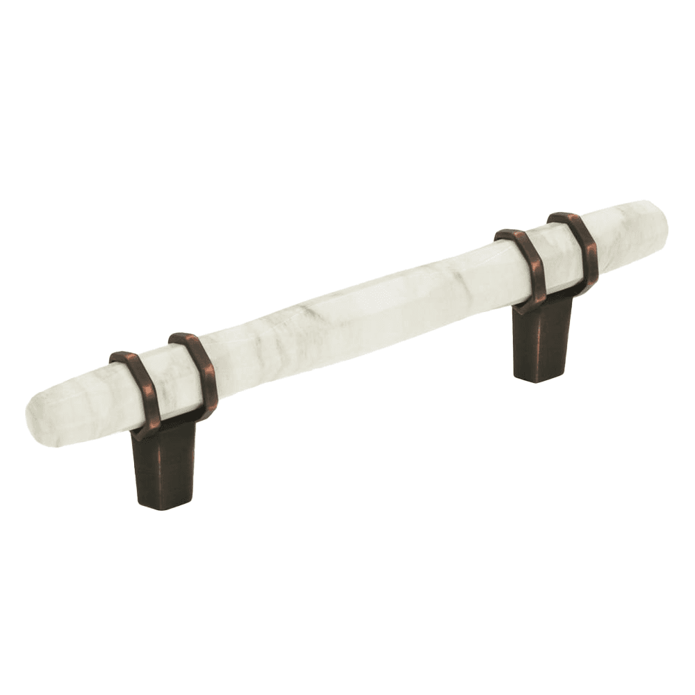 Amerock 6-5/16" Carrione Bar Pull in Marble White/Oil-Rubbed Bronze - Front View