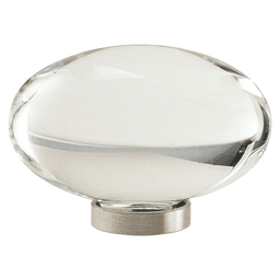 Amerock 1-3/4" Glacio Oval Knob in Clear/Satin Nickel for Cabinet and Bath Hardware