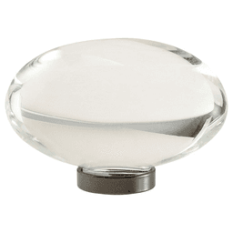 Amerock Glacio Clear/Gunmetal oval knob on white background
