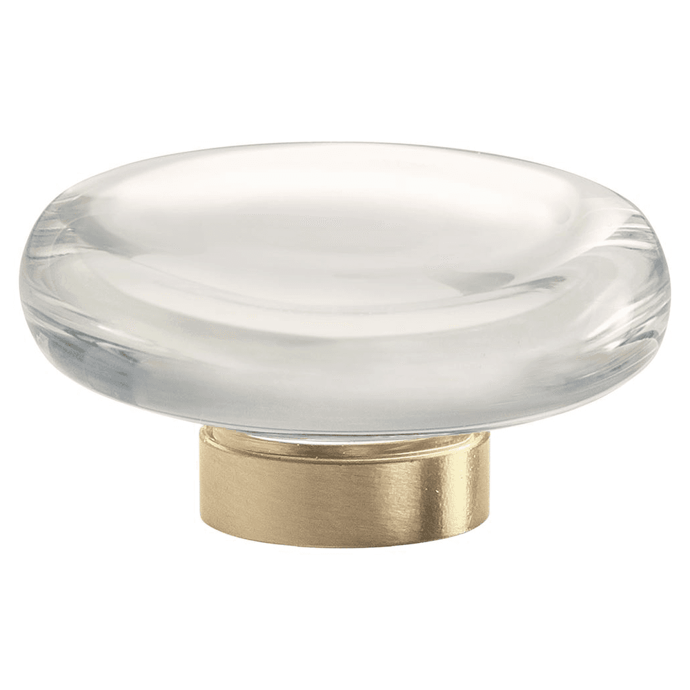 Sleek and minimalist clear crystal knob with metallic mountings