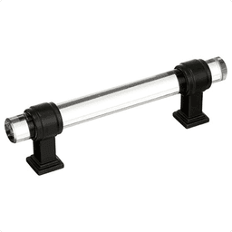 Amerock 3-3/4" Glacio Glass Door Pull in Clear/Black Bronze on Cabinet with Glass Doors