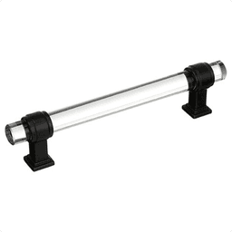 Amerock 5-1/16" Glacio Glass Door Pull in Clear/Black Bronze on White Cabinet