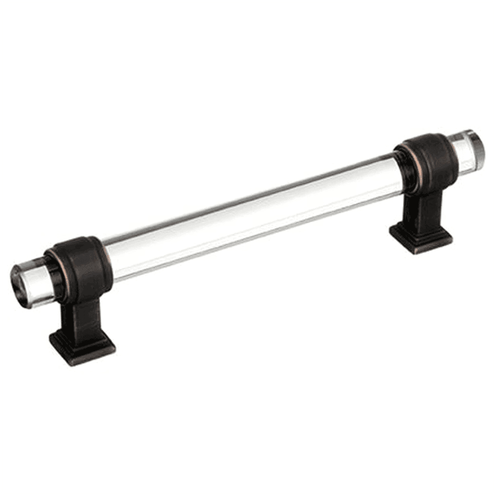 Amerock's 5-1/16" Glacio Glass Door Pull in Clear and Oil-Rubbed Bronze