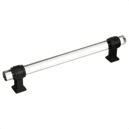 Amerock 6-5/16" Glacio Glass Door Pull in Clear/Black Bronze on wood cabinet