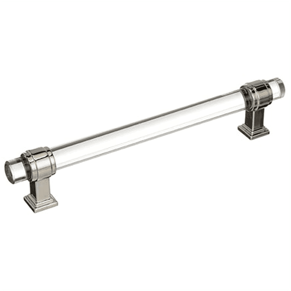 6-5/16" clear glass door pull with polished nickel finish by Amerock