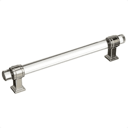 6-5/16" clear glass door pull with polished nickel finish by Amerock