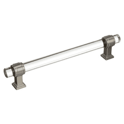 Amerock's Glacio Handle Pull in Clear/Satin Nickel - 6-5/16 inch size