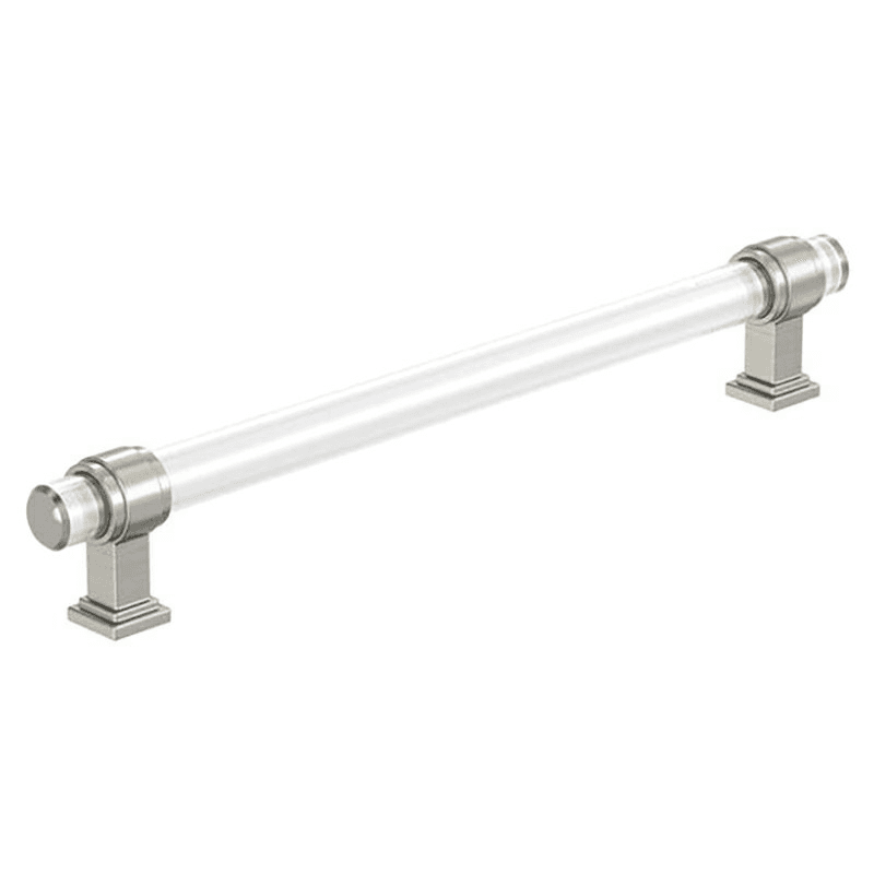8" Glacio Cabinet Pull, Clear/Satin Nickel Main - Image