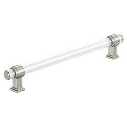 8" Glacio Cabinet Pull, Clear/Satin Nickel Main - Image