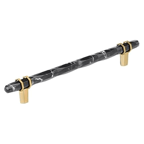 8" Carrione Cabinet Pull, Marble Black/Champagne Bronze Main - Image