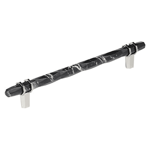 8" Carrione Cabinet Pull, Marble Black/Polished Nickel Main - Image