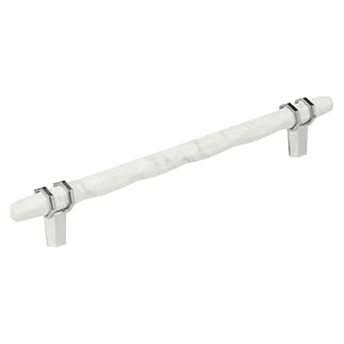 8" Carrione Cabinet Pull, Marble White/Polished Chrome Main - Image