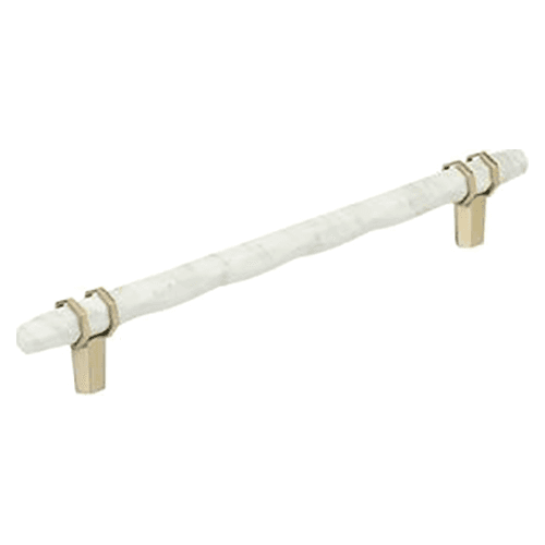 8" Carrione Cabinet Pull, Marble White/Golden Champagne Main - Image