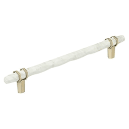 8" Carrione Cabinet Pull, Marble White/Golden Champagne Main - Image