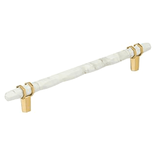 8" Carrione Cabinet Pull, Marble White/Champagne Bronze Main - Image