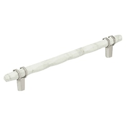 8" Carrione Cabinet Pull, Marble White/Satin Nickel Main - Image