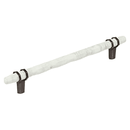 8" Carrione Cabinet Pull, Marble White/Oil-Rubbed Bronze Main - Image