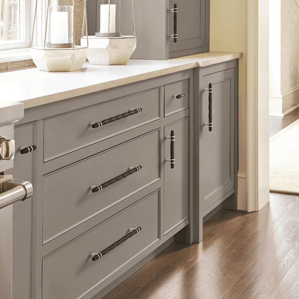Close-up view of Amerock London Cabinet Pull's faceted forms and clean geometric patterns