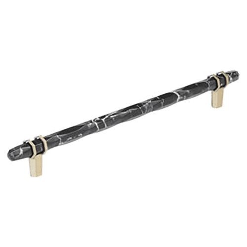 10-1/16" Carrione Cabinet Pull, Marble Black/Golden Champagne Main - Image