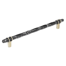 10-1/16" Carrione Cabinet Pull, Marble Black/Golden Champagne Main - Image