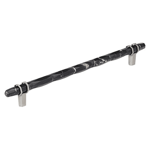 10-1/16" Carrione Cabinet Pull, Marble Black/Satin Nickel Main - Image
