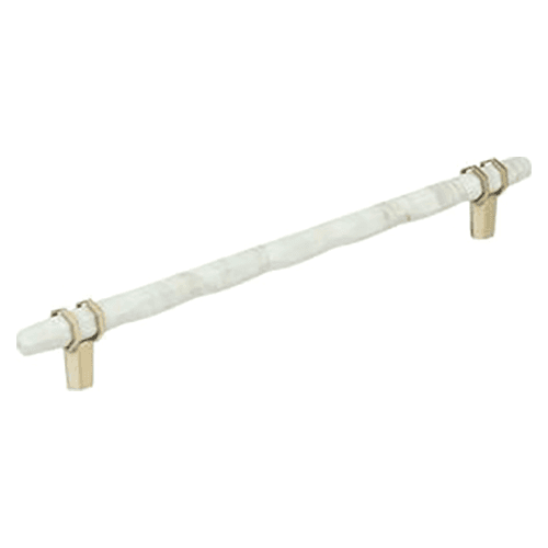 10-1/16" Carrione Cabinet Pull, Marble White/Golden Champagne Main - Image