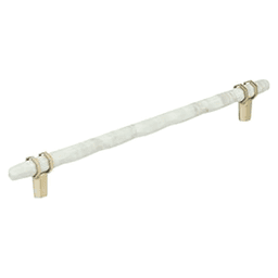 10-1/16" Carrione Cabinet Pull, Marble White/Golden Champagne Main - Image