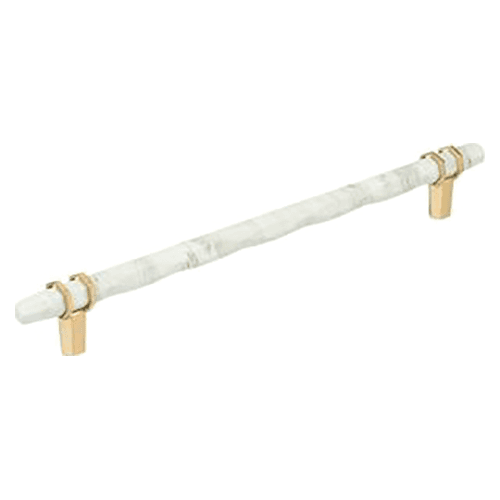 10-1/16" Carrione Cabinet Pull, Marble White/Champagne Bronze Main - Image