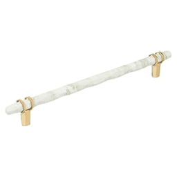 10-1/16" Carrione Cabinet Pull, Marble White/Champagne Bronze Main - Image