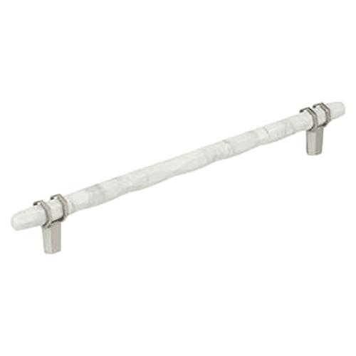 10-1/16" Carrione Cabinet Pull, Marble White/Satin Nickel Main - Image