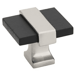 1-3/8" Overton Cabinet Knob, Brushed Matte Black/Satin Nickel Main - Image