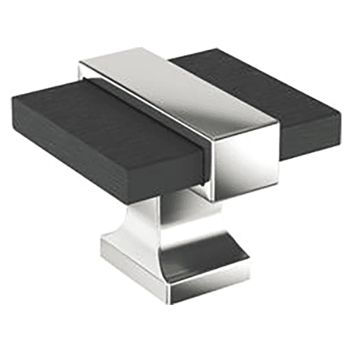 1-3/8" Overton T-Handle Knob, Polished Chrome/Brushed Matte Black Main - Image