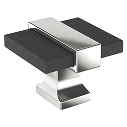 1-3/8" Overton T-Handle Knob, Polished Chrome/Brushed Matte Black Main - Image