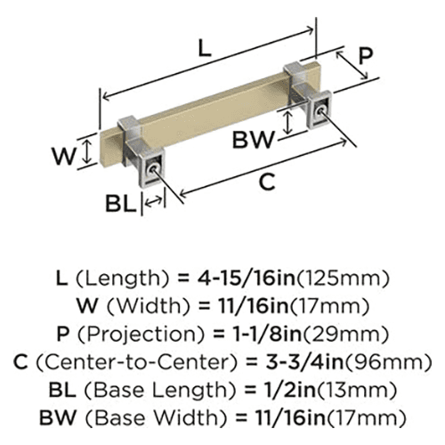 3-3/4" Ovaerton Cabinet Pull, Golden Champagne/Satin Nickel Alt 1 - Image