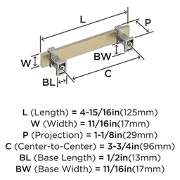 3-3/4" Ovaerton Cabinet Pull, Golden Champagne/Satin Nickel Alt 1 - Image