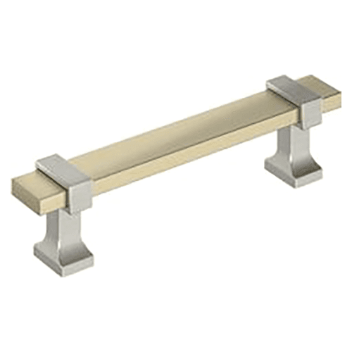3-3/4" Ovaerton Cabinet Pull, Golden Champagne/Satin Nickel Main - Image
