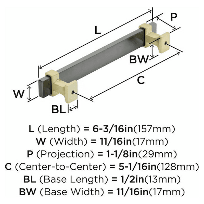 5-1/16" Overton Cabinet Pull, Black Chrome/Brushed Gold Alt 2 - Image