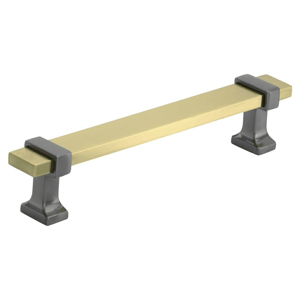 5-1/16" Overton Cabinet Pull, Brushed Gold/Black Chrome Main - Image