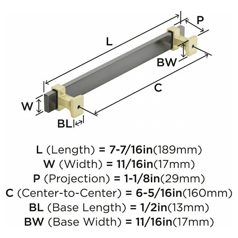 6-5/16" Overton Cabinet Pull, Black Chrome/Brushed Gold Alt 2 - Image