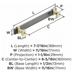 6-5/16" Overton Cabinet Pull, Black Chrome/Brushed Gold Alt 2 - Image