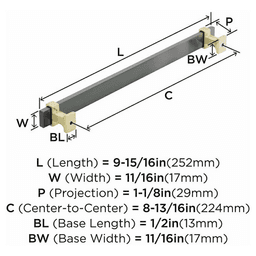 8-13/16" Overton Cabinet Pull, Brushed Gold/Black Chrome Alt 2 - Image