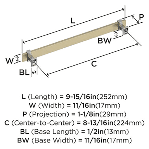 8-13/16" Overton Cabinet Pull, Matte Black/Champagne Bronze Alt 2 - Image